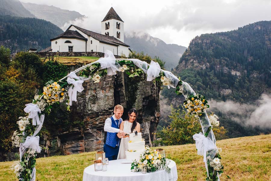 Cutting Cake In A Dreamy Location In Calonico Faido