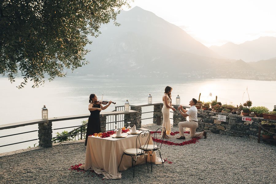 The Moment Of The Proposal Accompanied By Violinist in castello di vezio